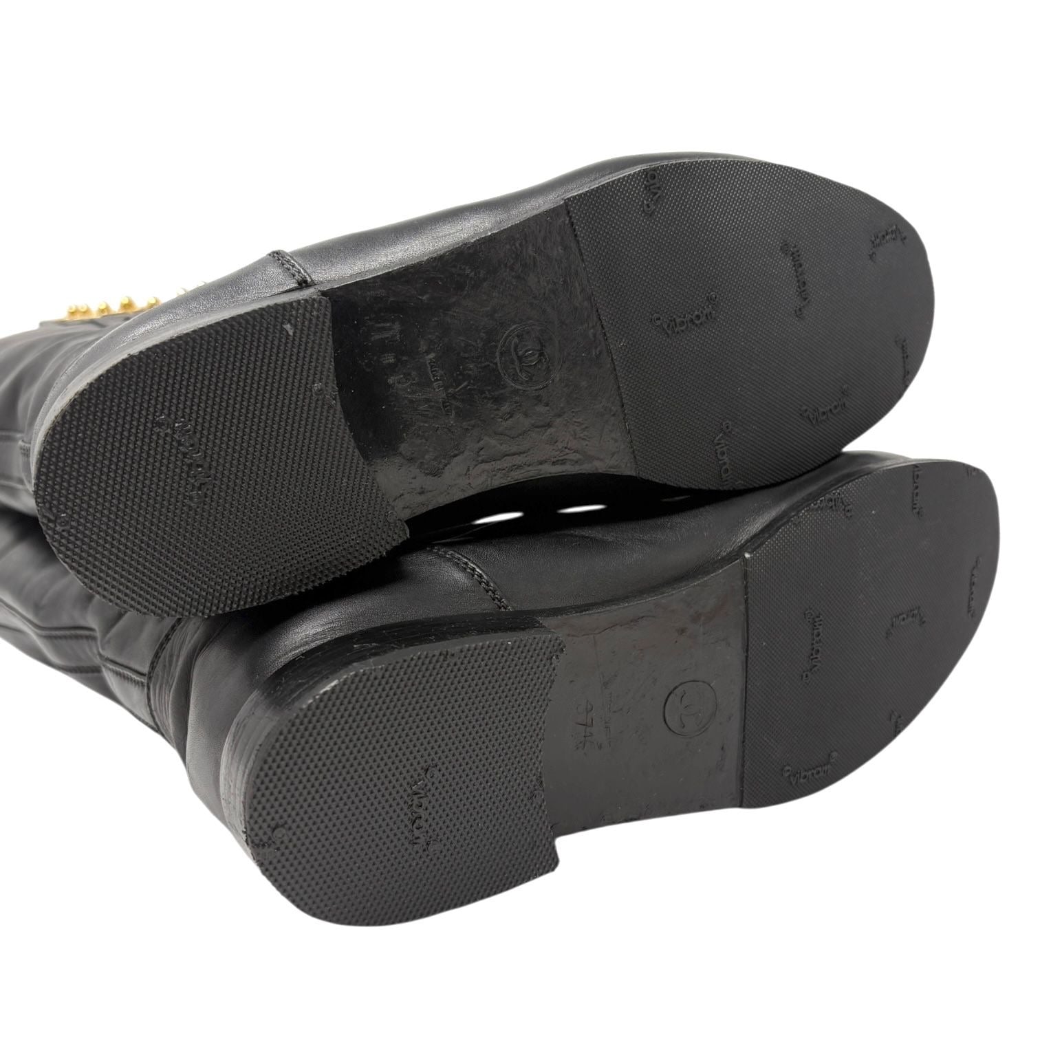 Chanel Black Turn-lock Logo Riding Boots