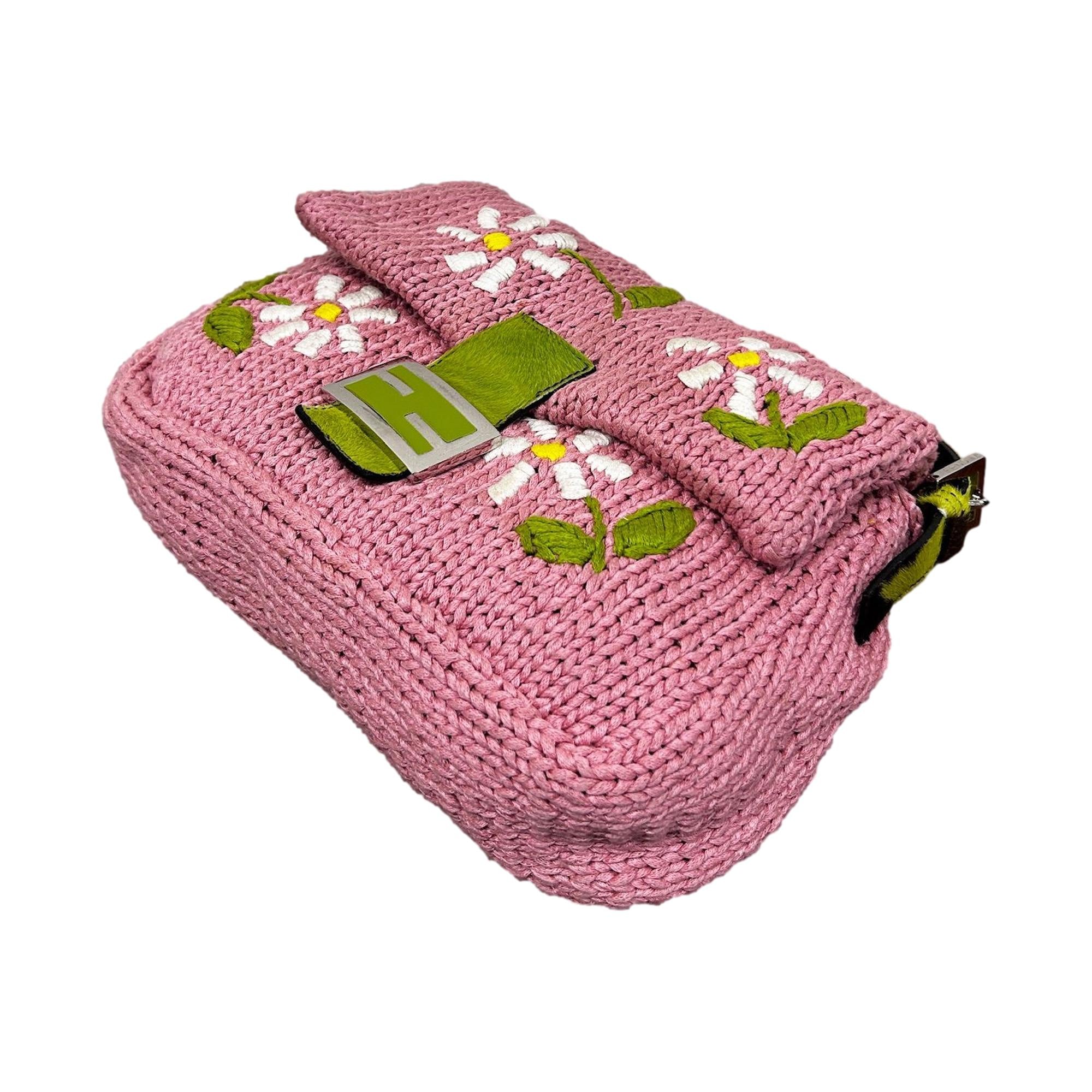 Fendi Pink Floral Knit Mamma Baguette