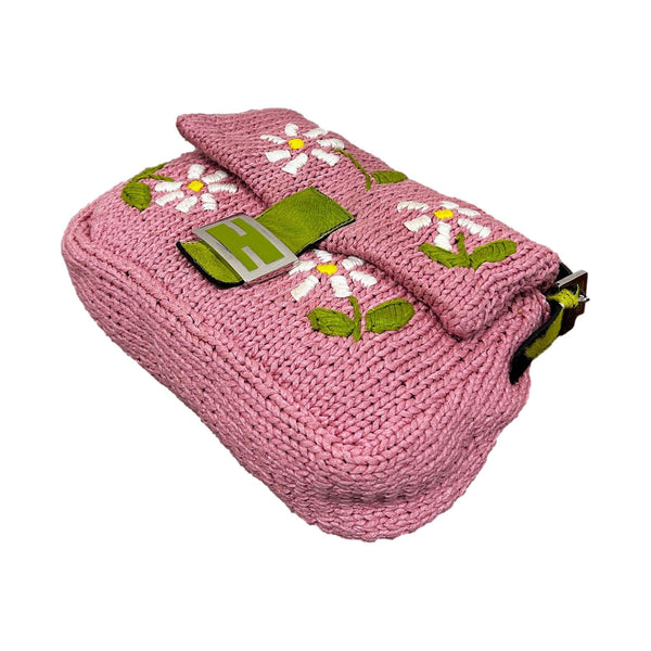 Fendi Pink Floral Knit Mamma Baguette