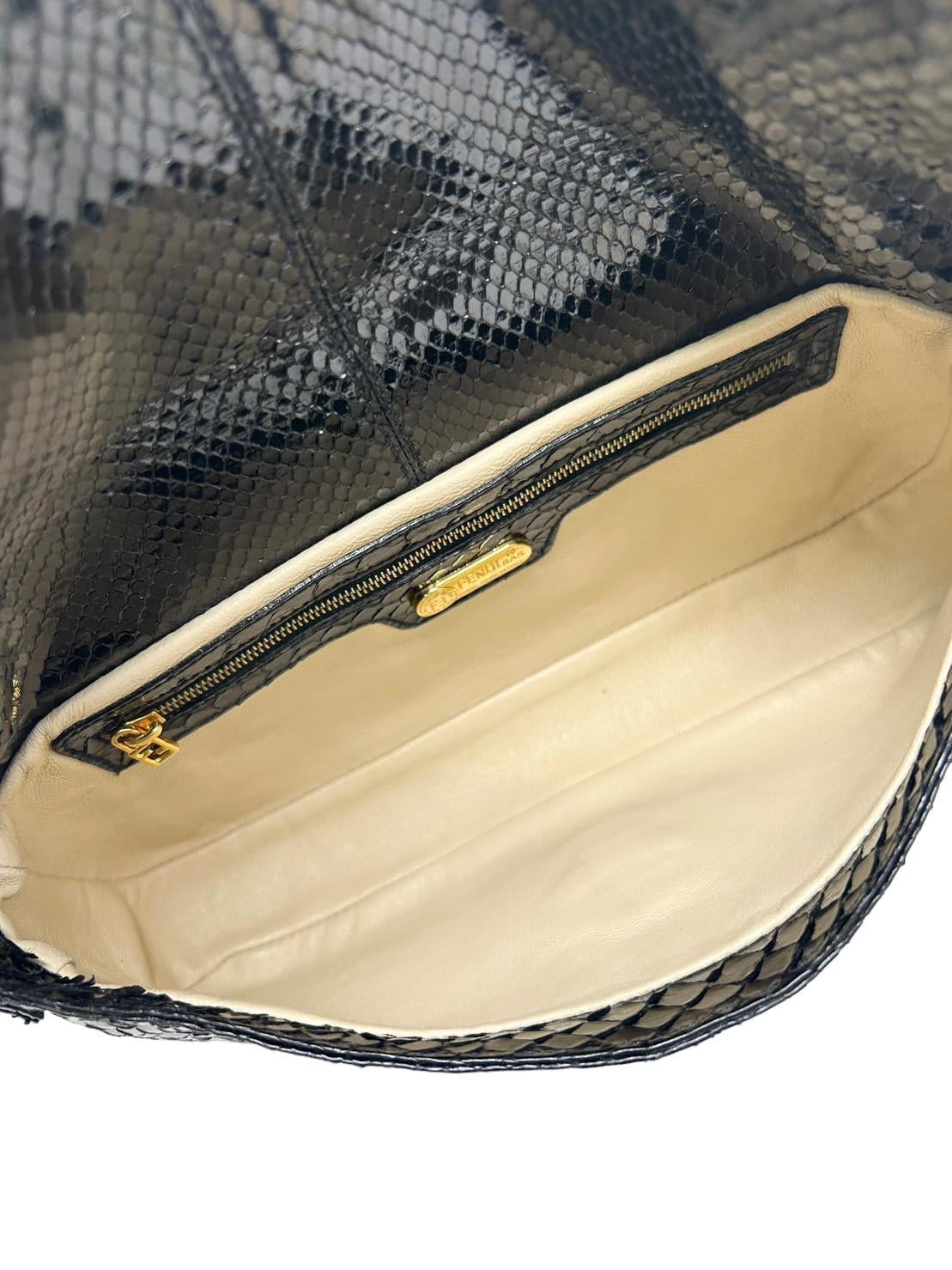 Fendi Black Snakeskin Baguette Bag