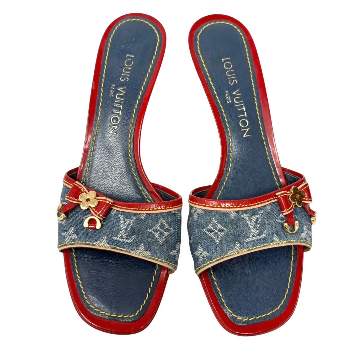 Louis Vuitton Blue Denim Kitten Heels