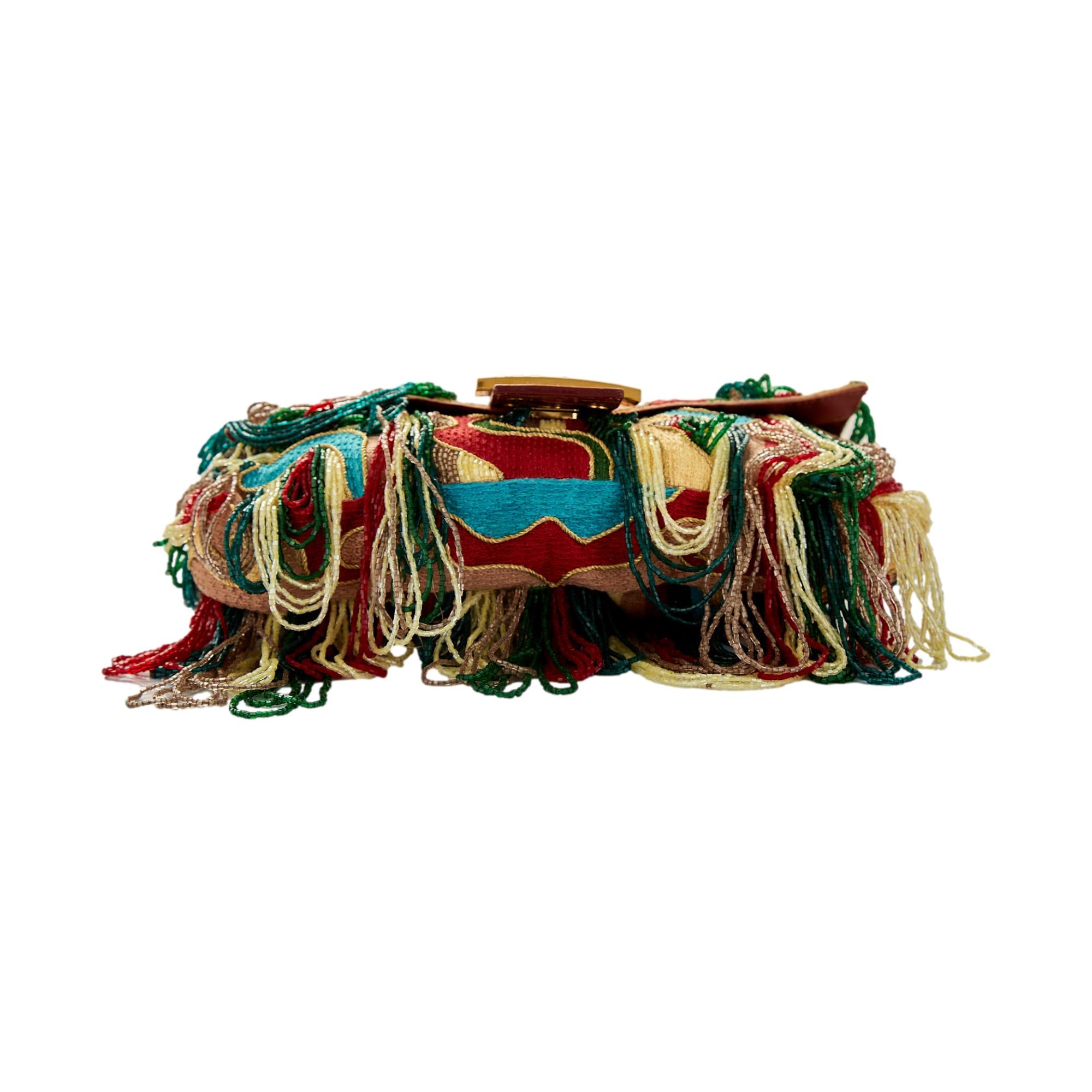 Fendi Multicolor Beaded Fringe Baguette