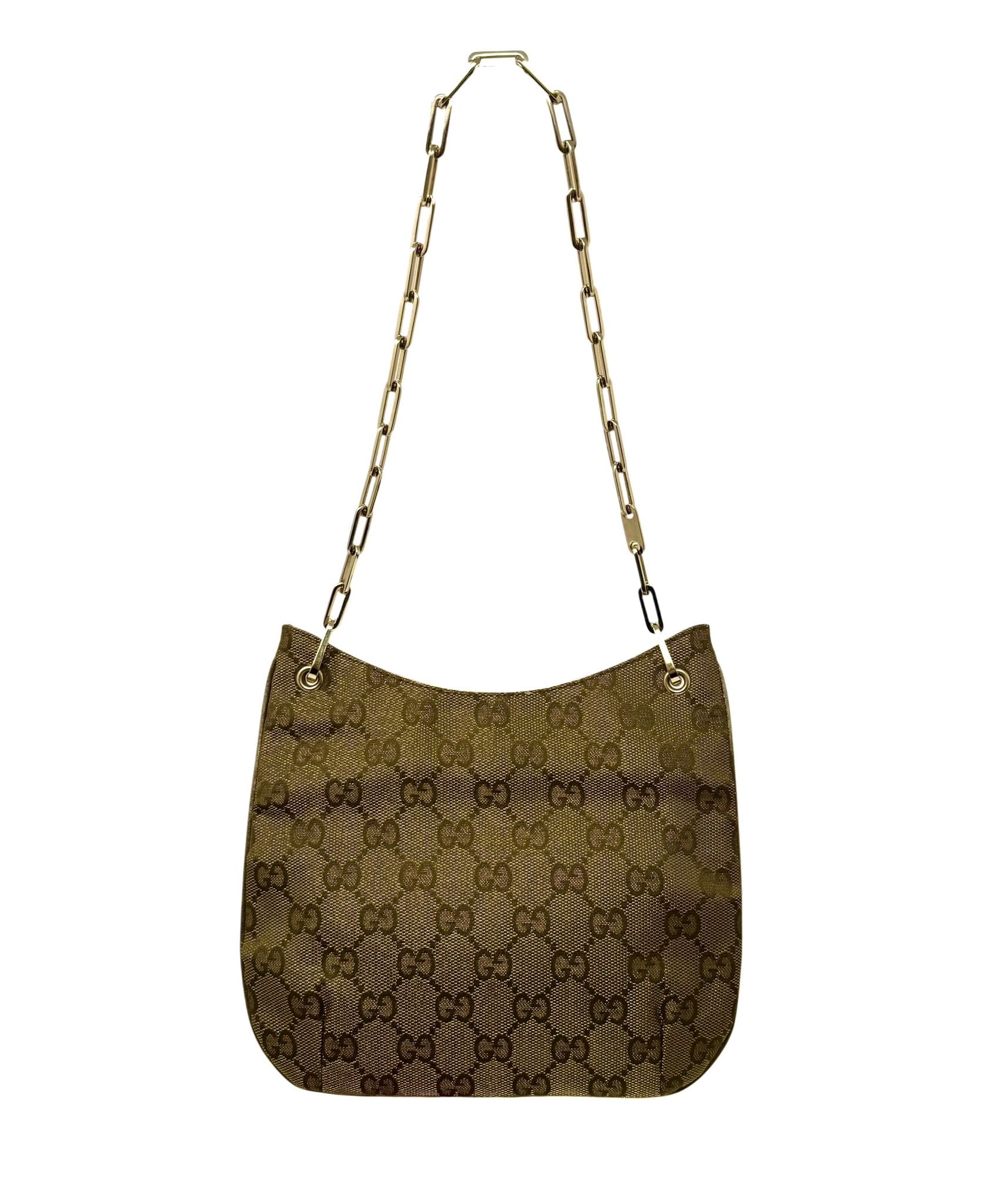 Gucci Gold Monogram Chain Shoulder Bag