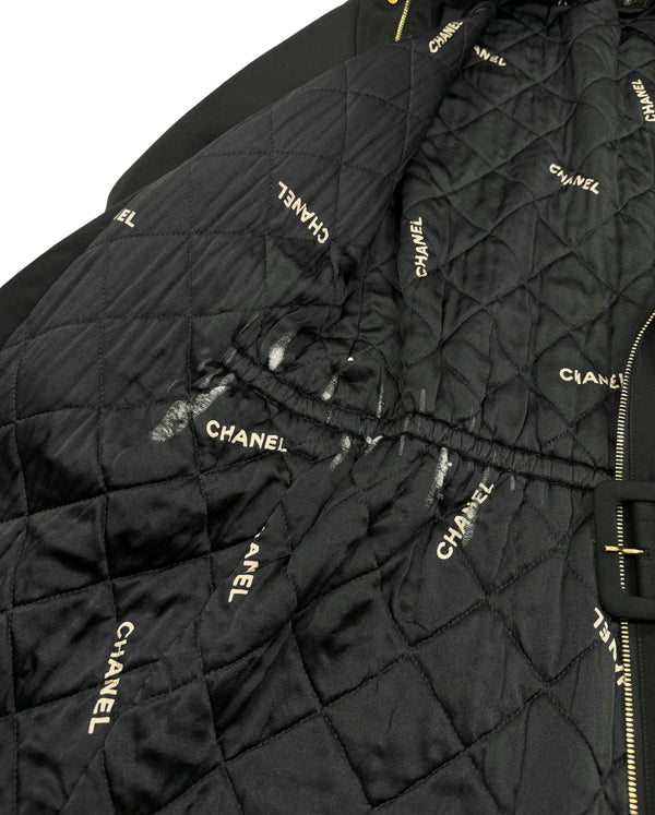 Chanel Black Logo Belted Jacket