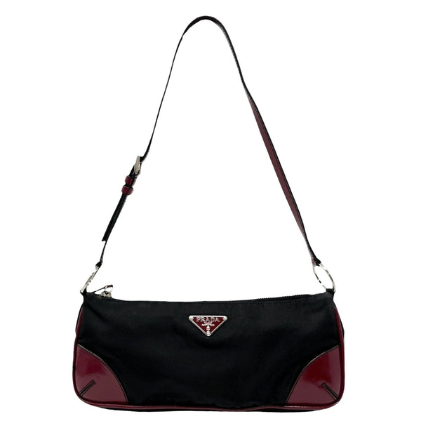 Prada Black + Red Nylon Shoulder Bag