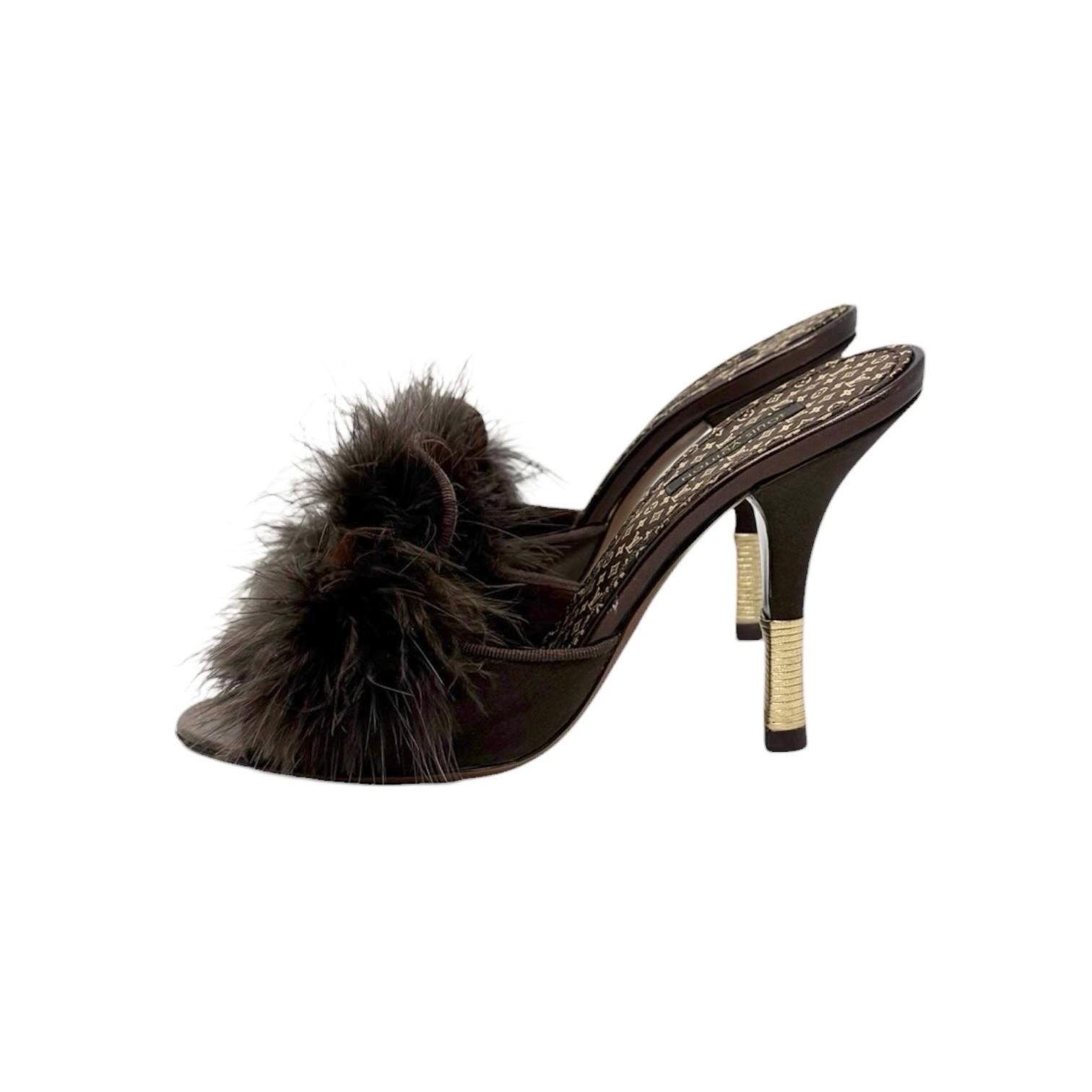 Louis Vuitton Brown Feather Heels