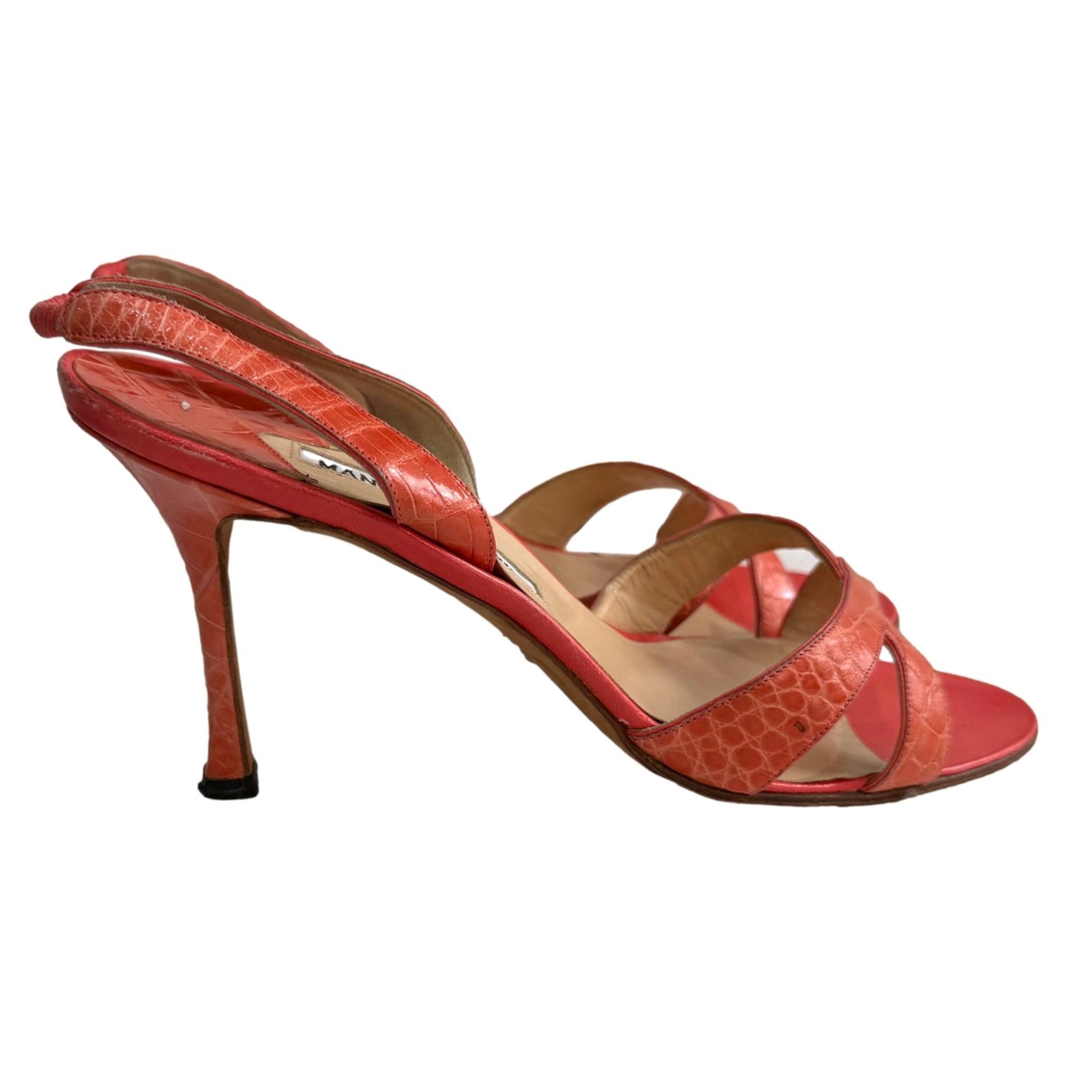 Manolo Blahnik Orange Cross Heels