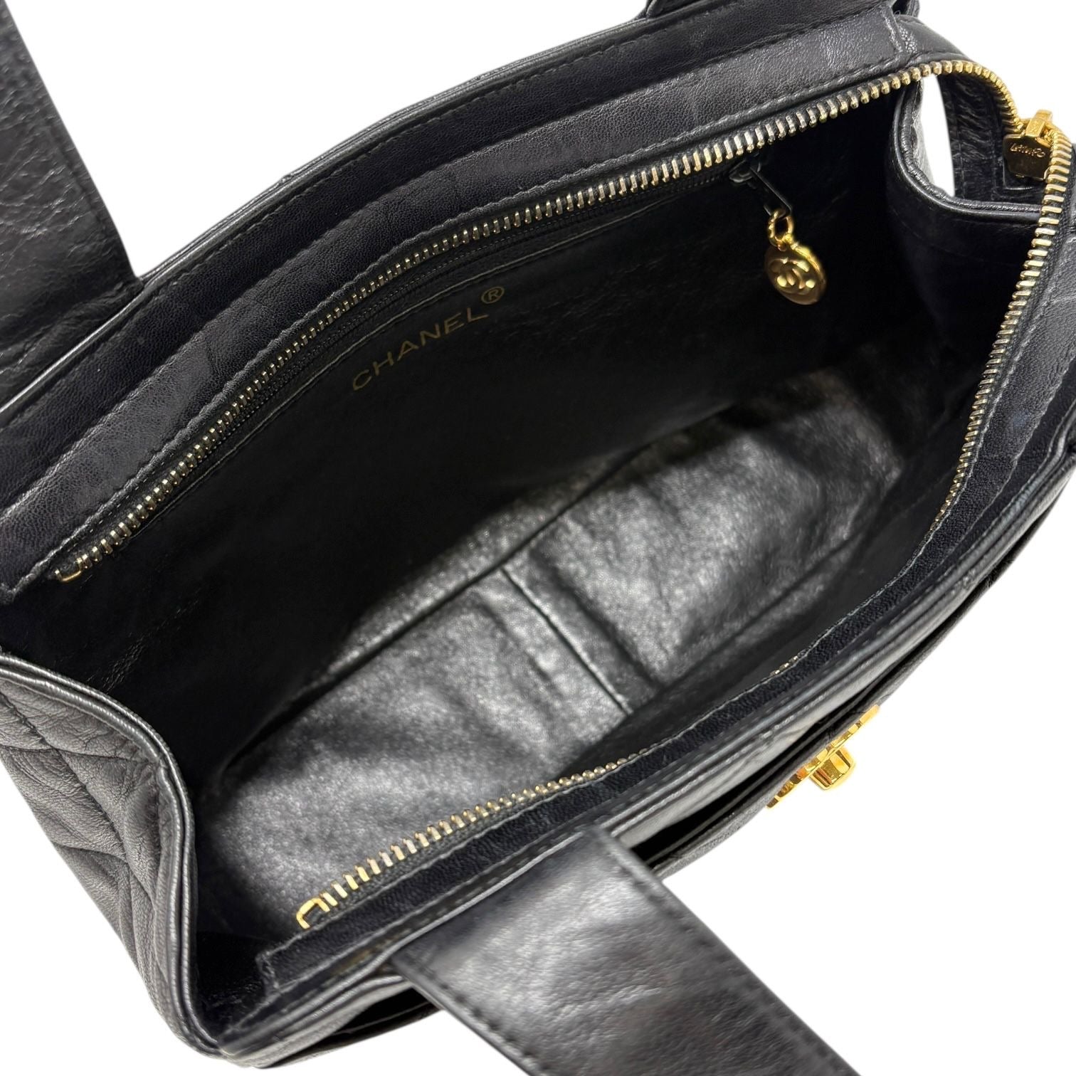 Chanel Black Quilted Top Handle Bag