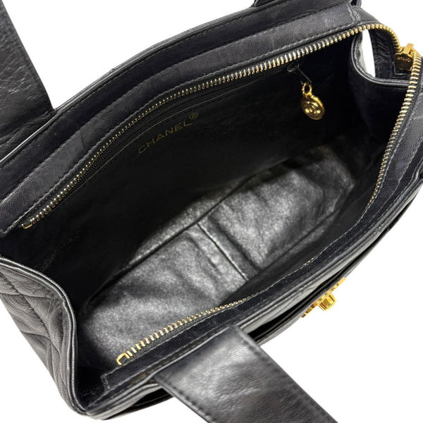 Chanel Black Quilted Top Handle Bag