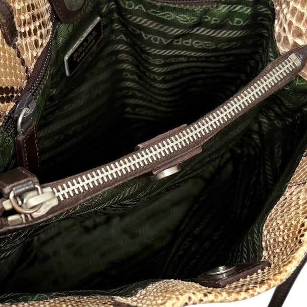 Prada Tan Snakeskin Shoulder Bag