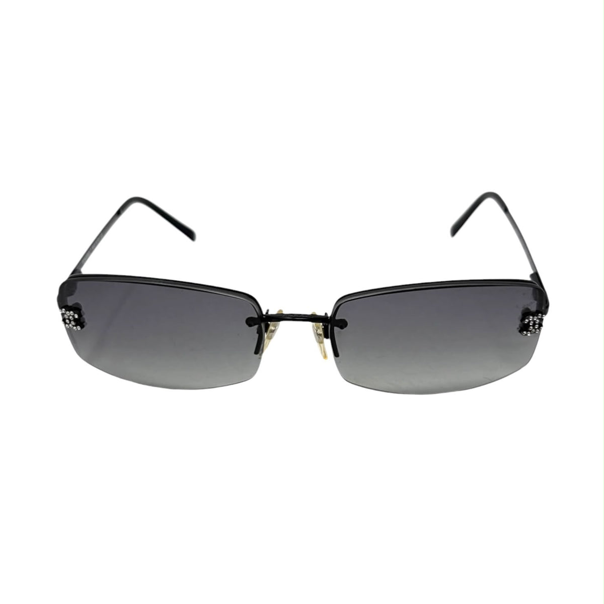 Chanel Mini Black Rhinestone Logo Sunglasses