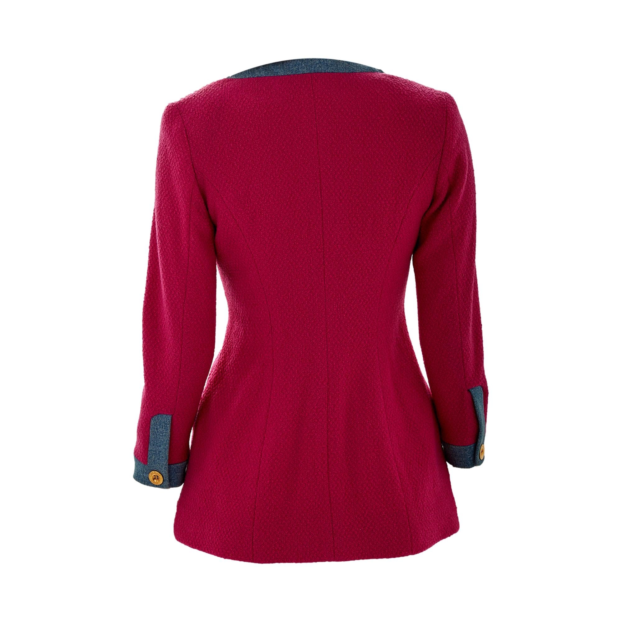 Chanel Multi Pink Denim Trim Jacket