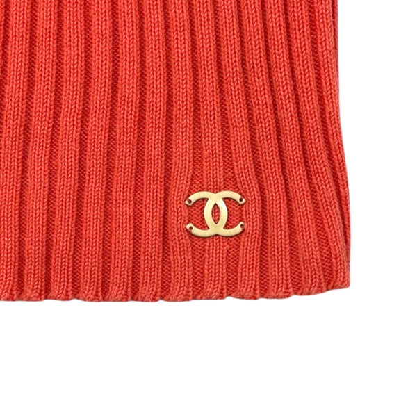 Chanel Coral Ribbed Logo Tank