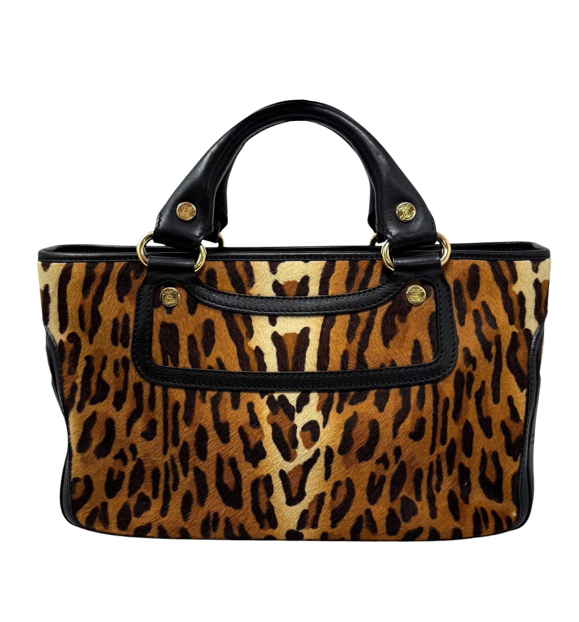 CELINE HAIR CALF FUR LEATHER HAND BAG