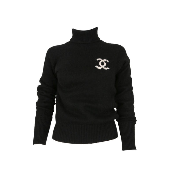 Chanel Black Cashmere Turtleneck Sweater