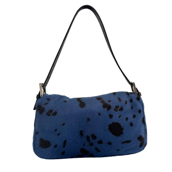 Fendi Blue Dalmatian Print Baguette Bag