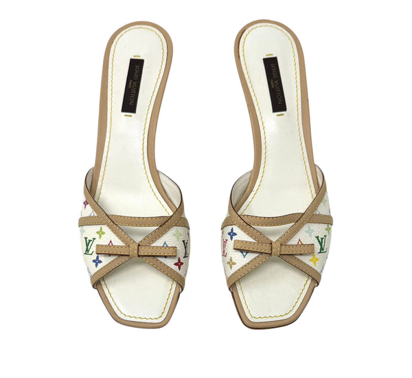 Louis Vuitton White Multicolor Kitten Heels