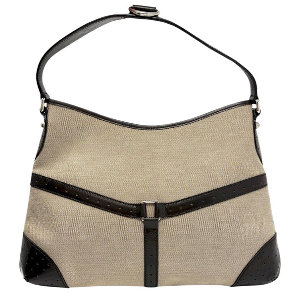 Gucci Logo Stripe Canvas Shoulder Bag