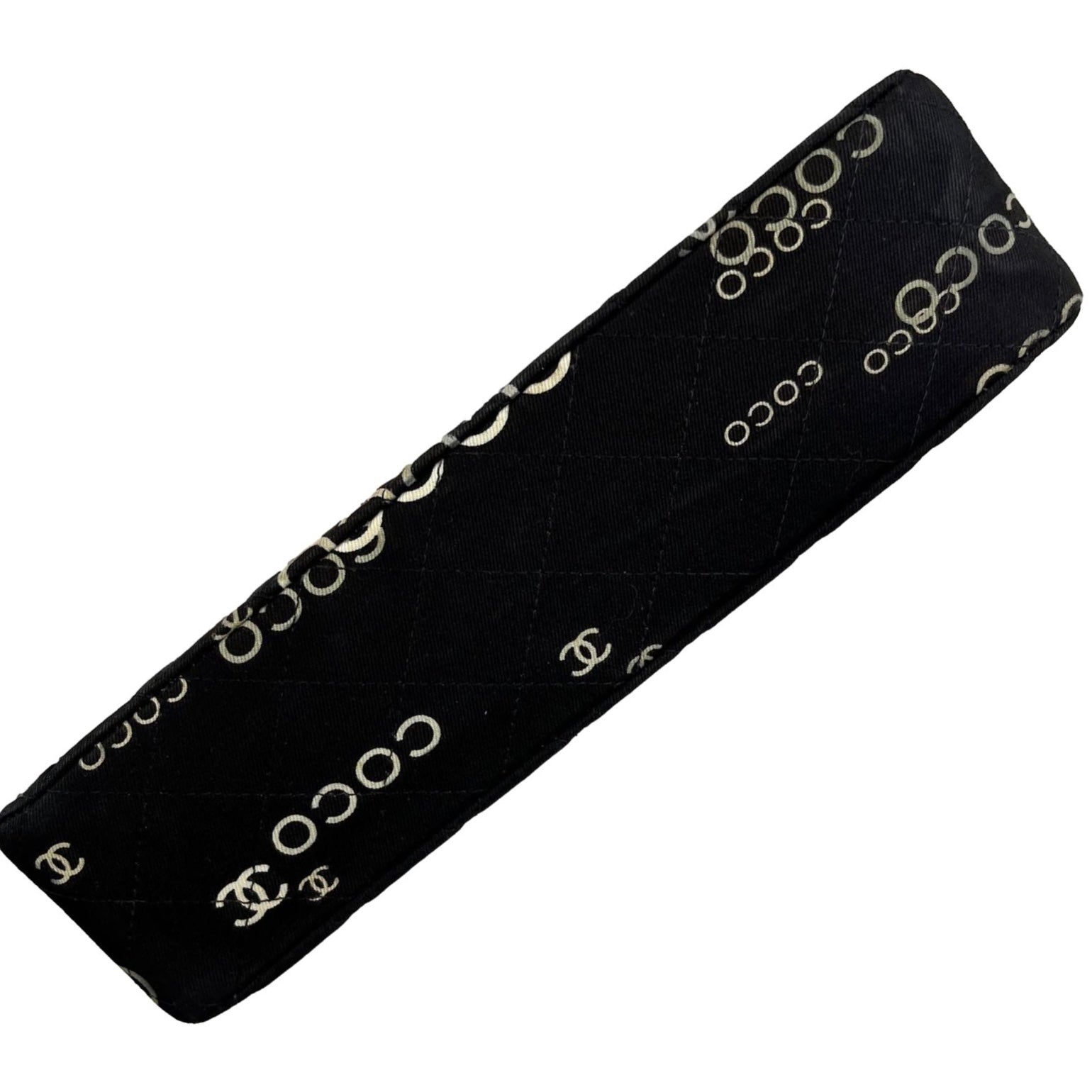 Chanel Black Coco Print Canvas Double Flap Bag