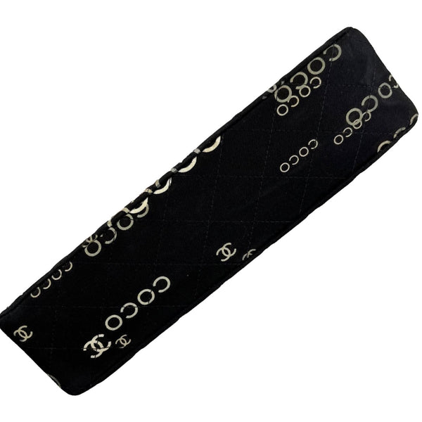 Chanel Black Coco Print Canvas Double Flap Bag