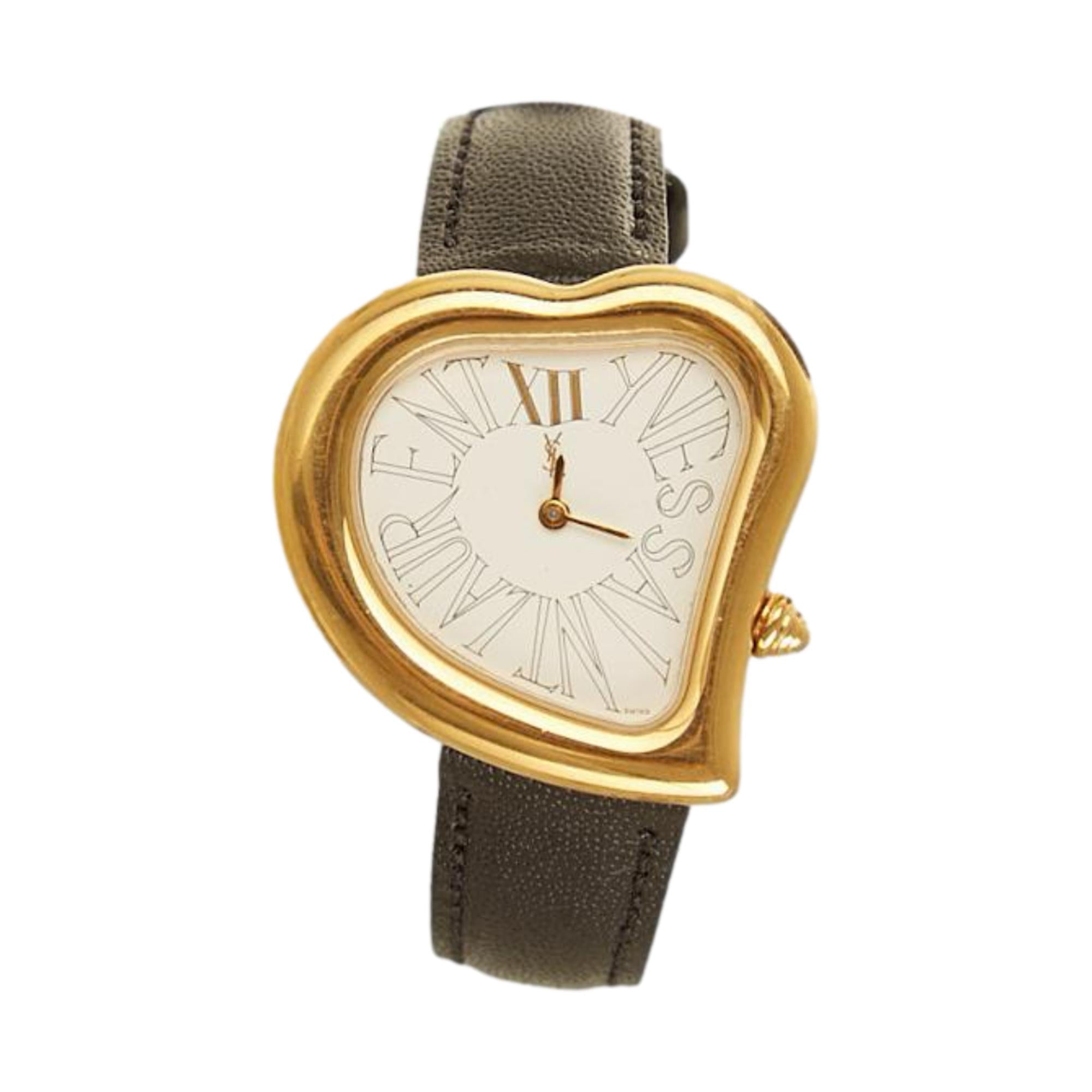 YSL Gold + Black Heart Watch