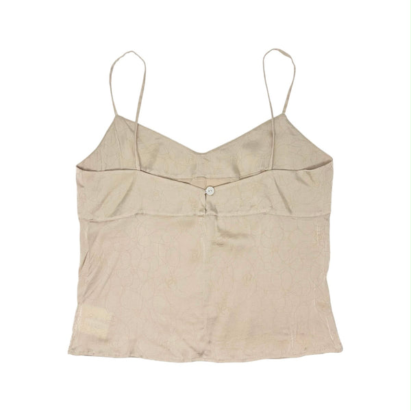 Chanel Ivory Silk Logo Tank