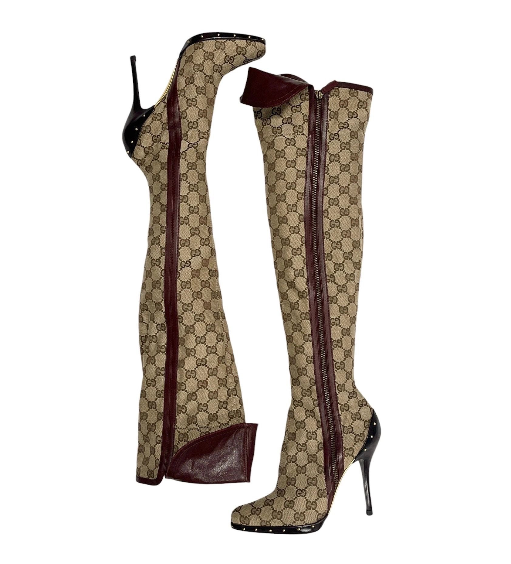 Gucci Thigh High Logo Boots