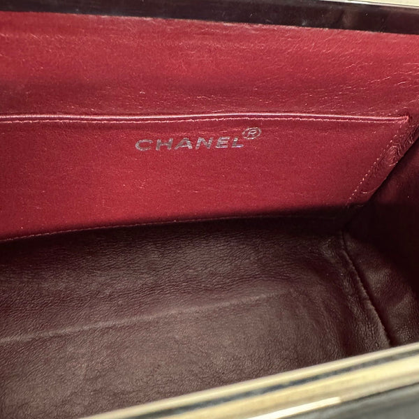 Chanel Black Lambskin Top Handle Box Bag