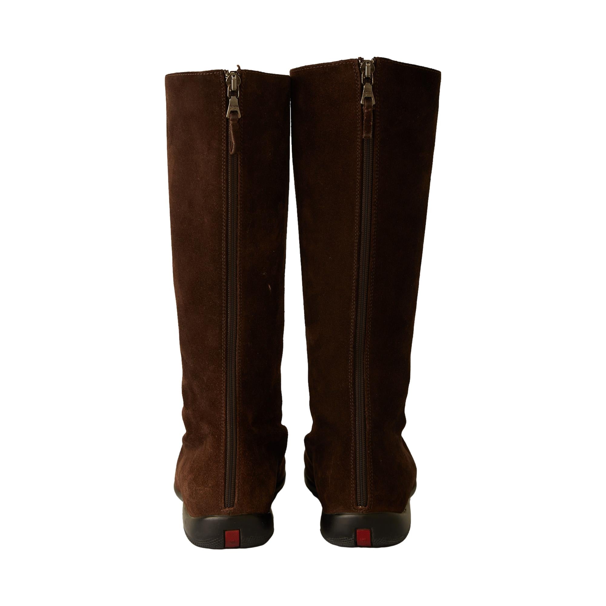 Prada Brown Suede Rubber Sole Boots – Treasures of NYC