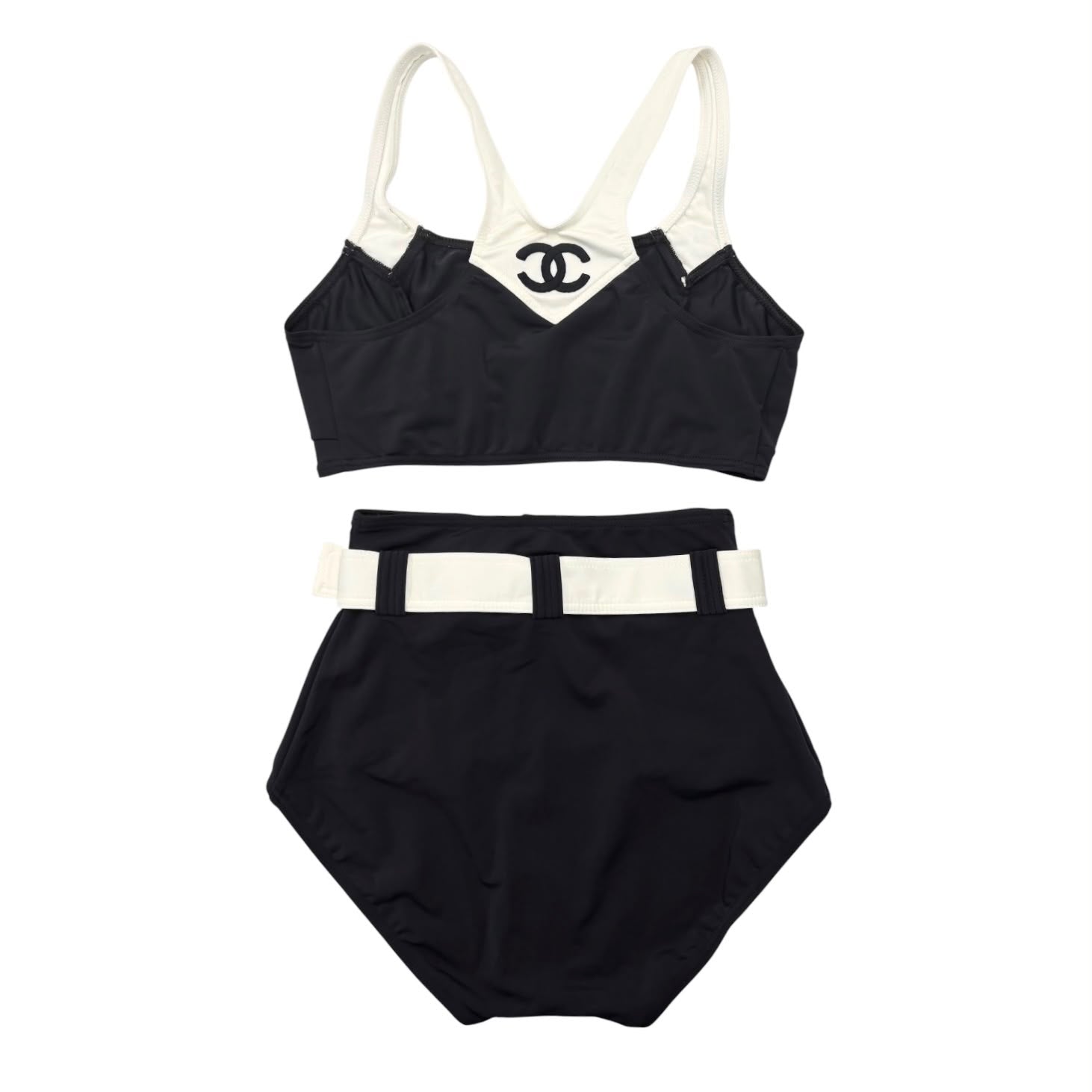 Chanel Black High Waisted Logo Bikini