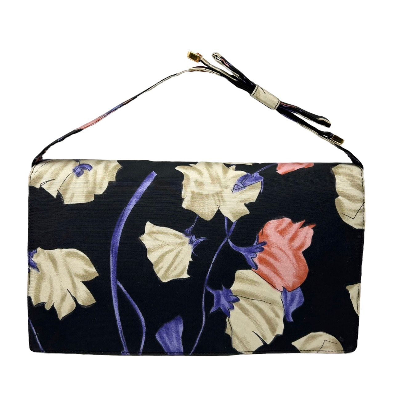Prada Black Floral Satin Mini Top Handle Bag