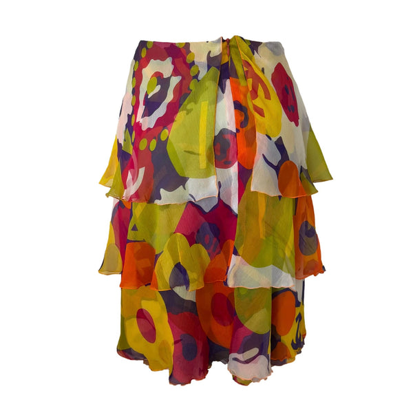 Chanel Multicolor Silk Floral Print Skirt