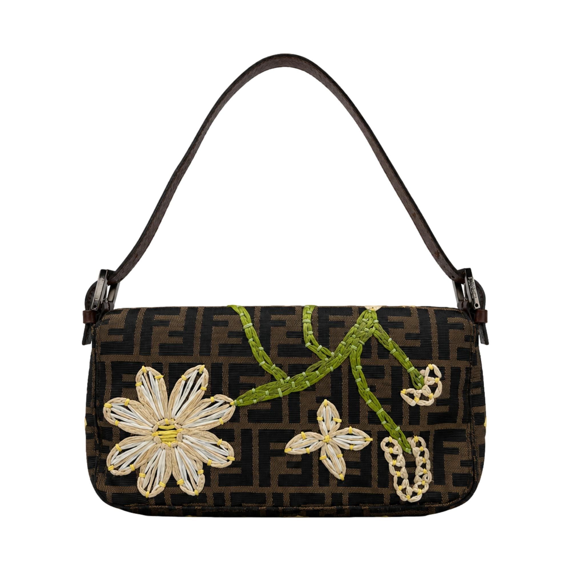 Fendi Logo Floral Baguette
