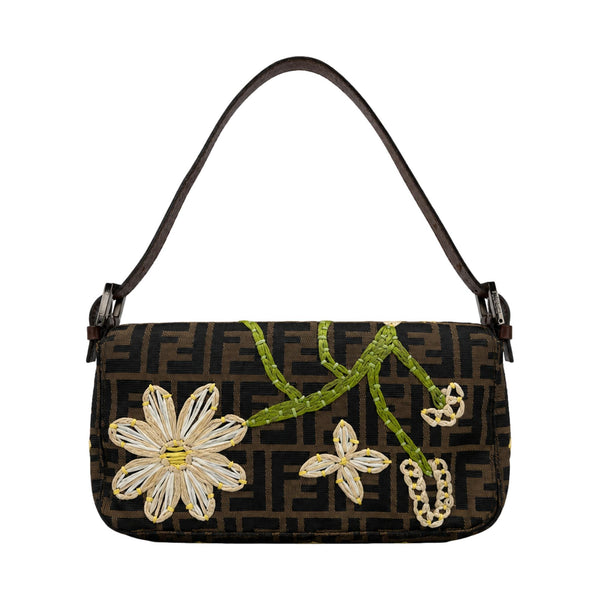 Fendi Logo Floral Baguette