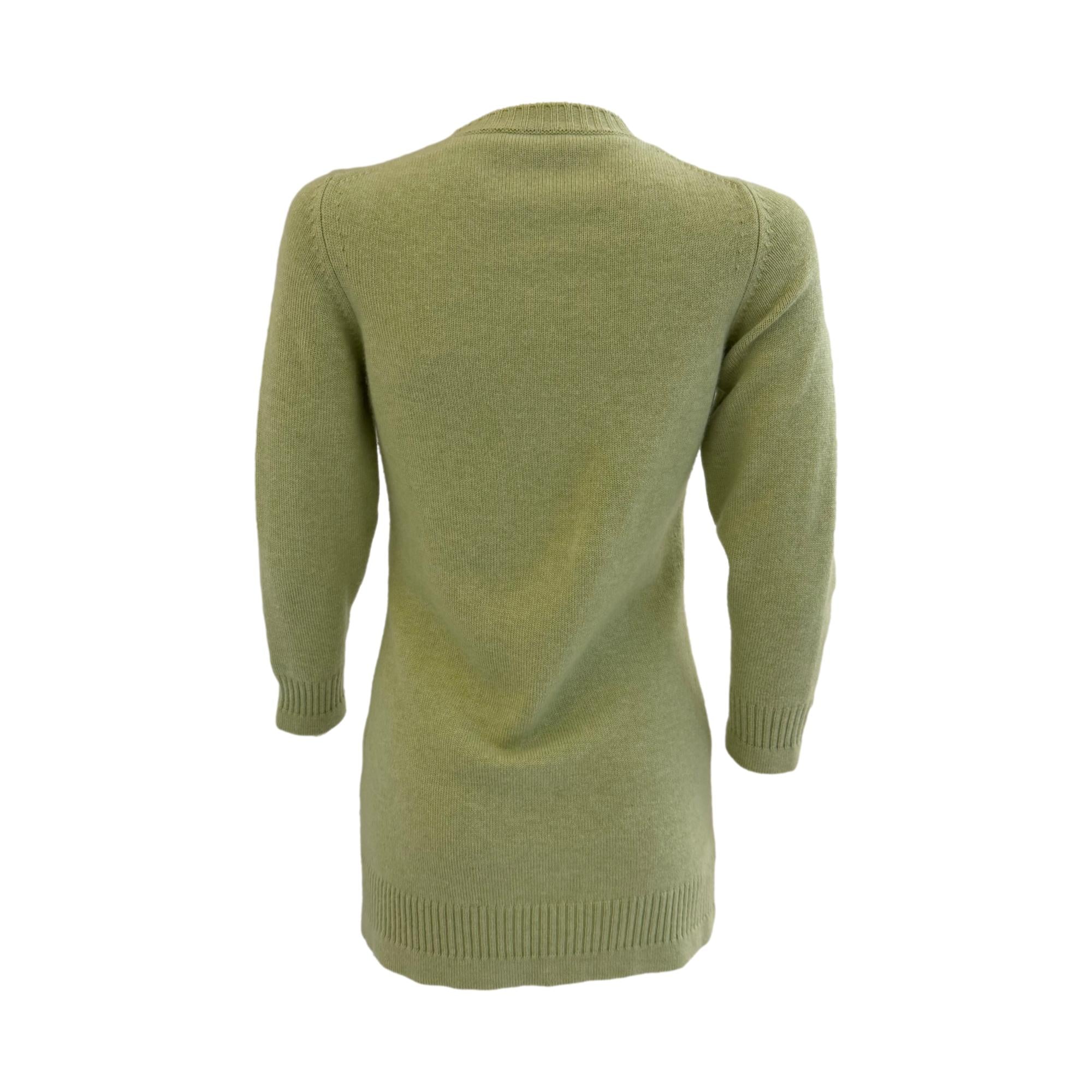Chanel Green Turnlcock Cashmere Cardigan