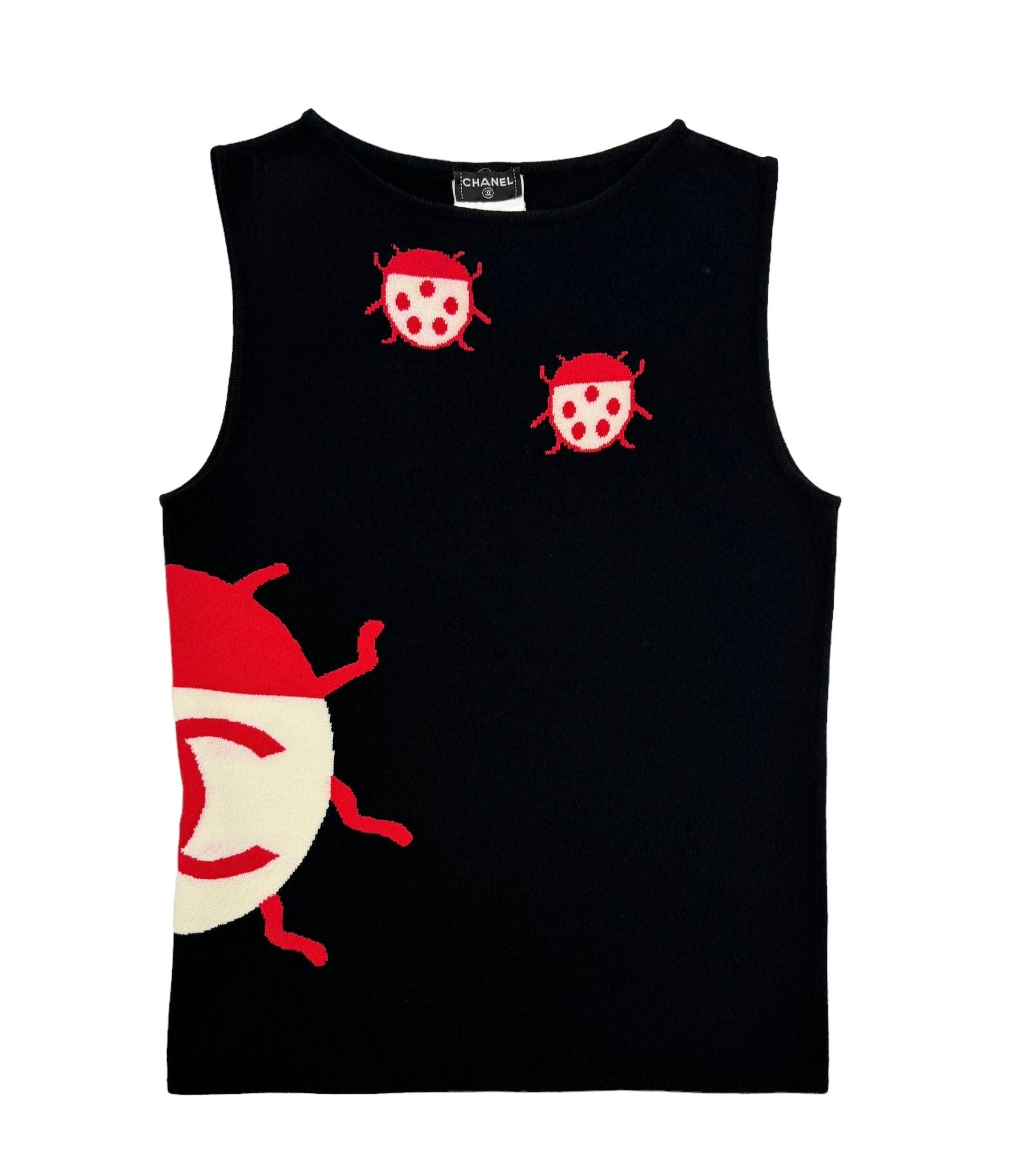 Chanel Black Ladybug Logo Tank