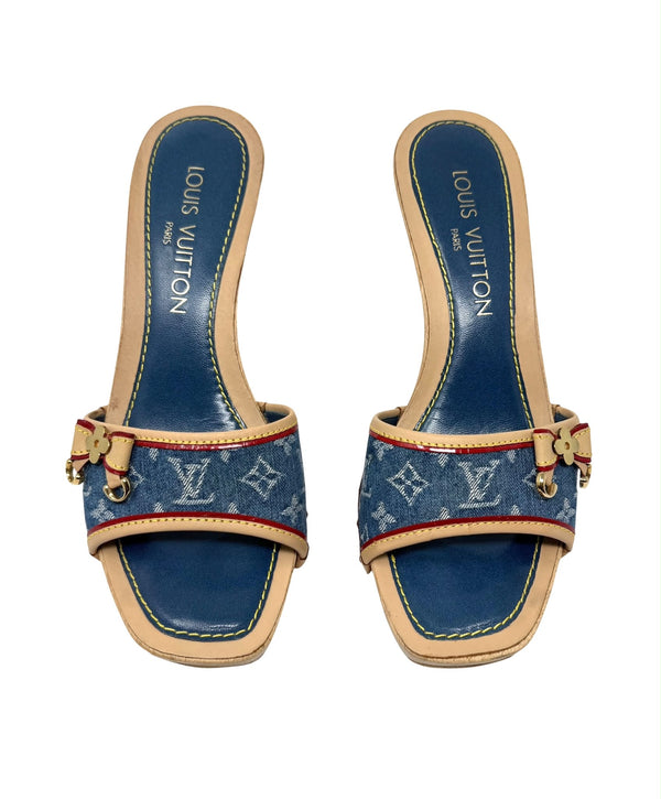 Louis Vuitton Blue Denim Heels