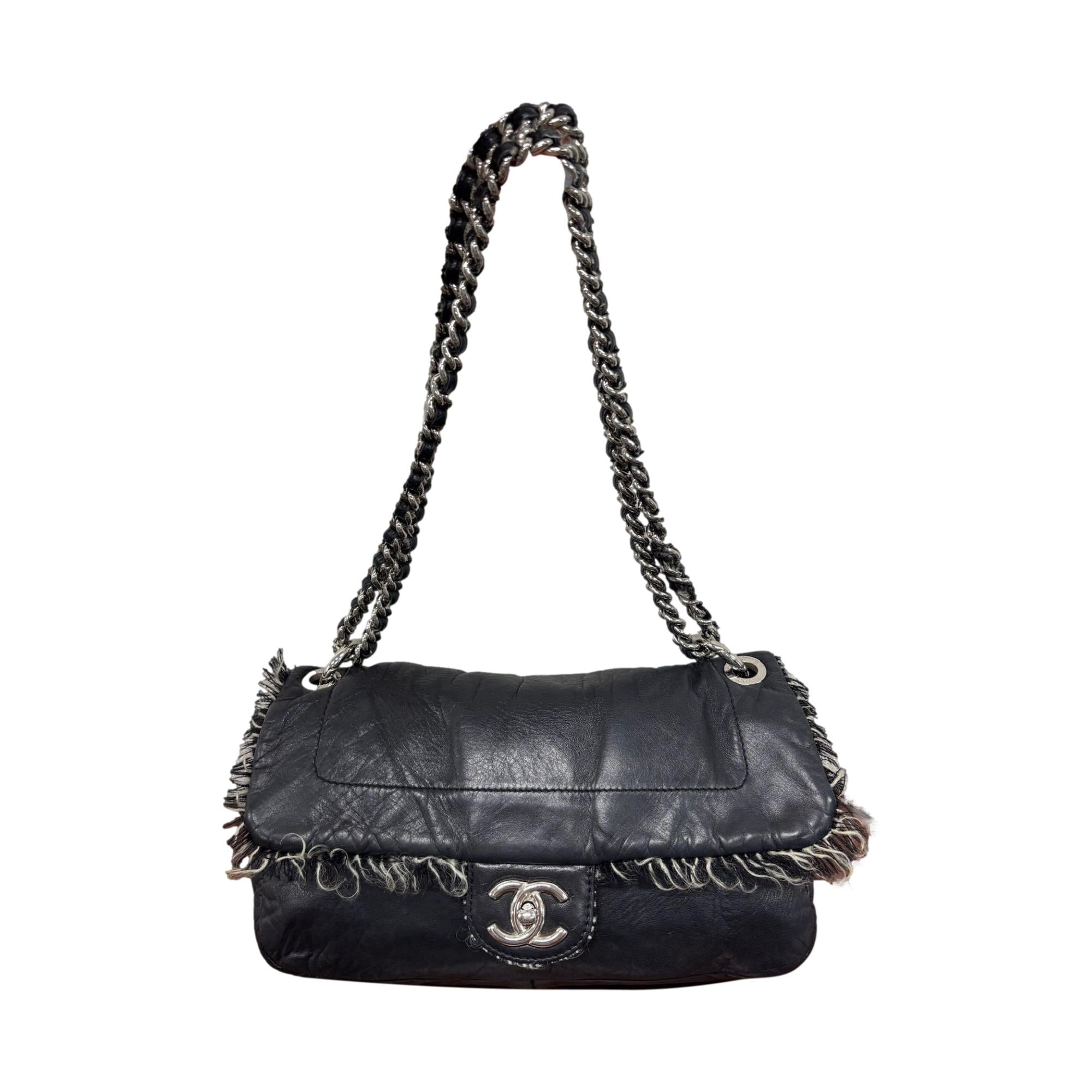 Chanel Black Leather Fringe Flap Bag