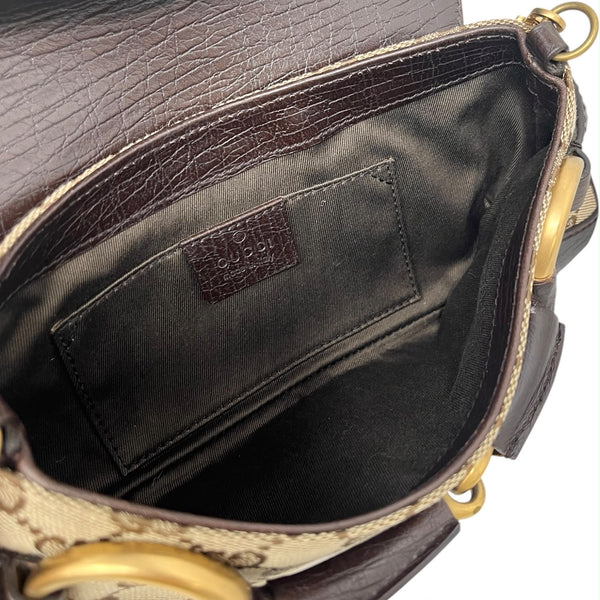 Gucci Beige Horsebit Logo Shoulder Bag