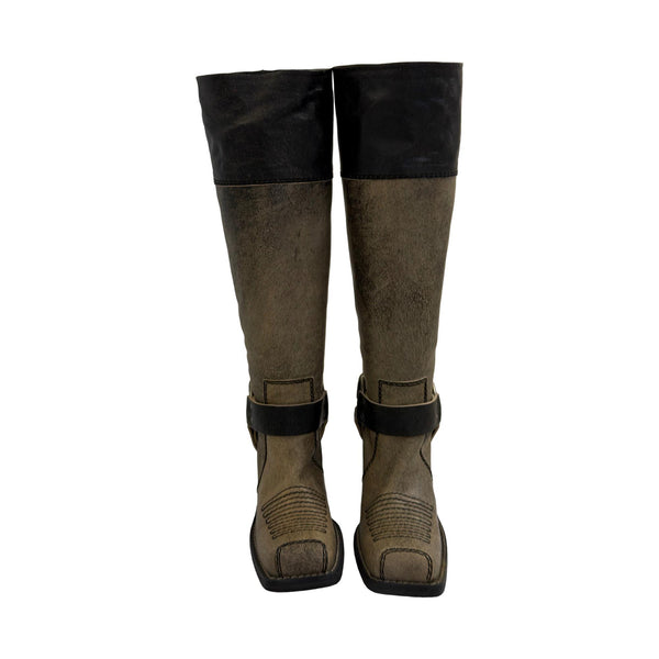 Dior Distressed Knee High Logo Boots
