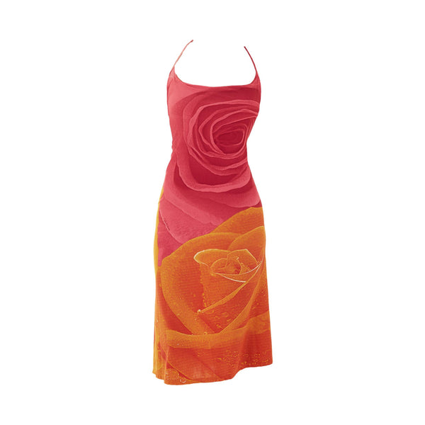 Roberto Cavalli Pink + Yellow Rose Dress