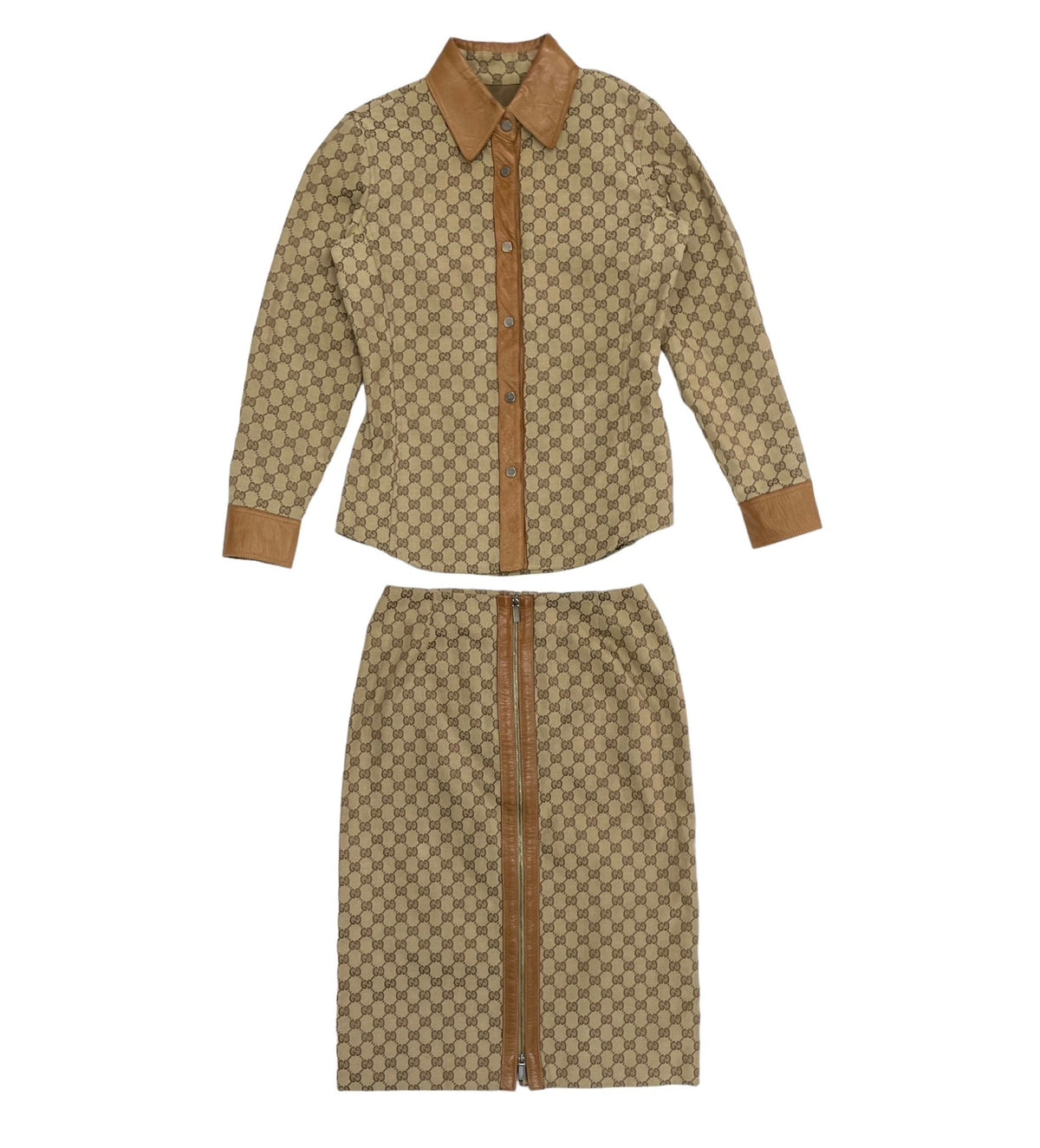 Gucci Brown Logo Skirt Set