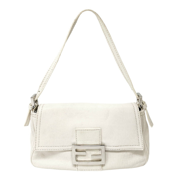 Fendi White Leather Baguette Bag