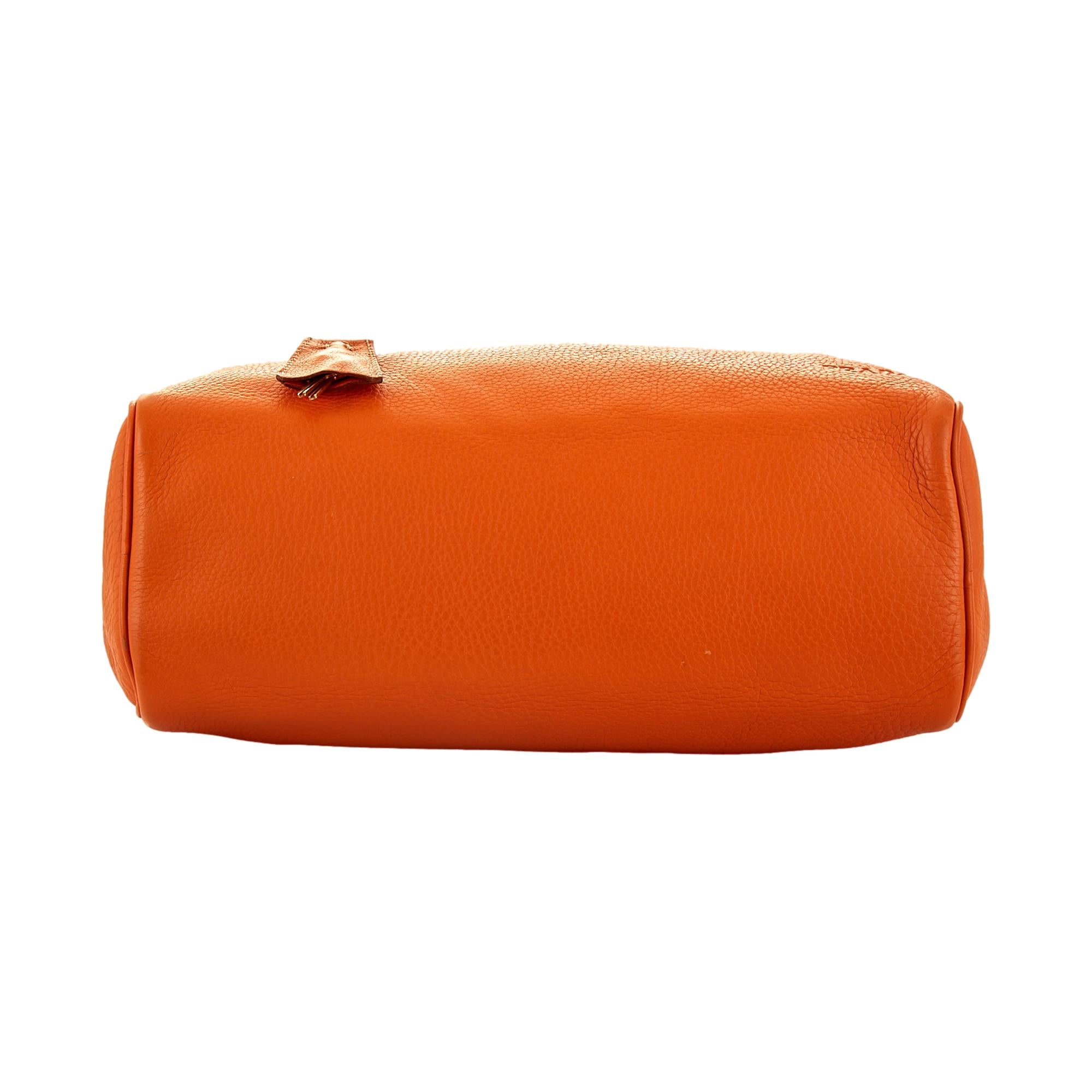 Prada Orange Leather Barrel Handle Bag