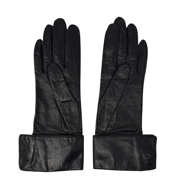 Chanel Black Turnlock Logo Gloves