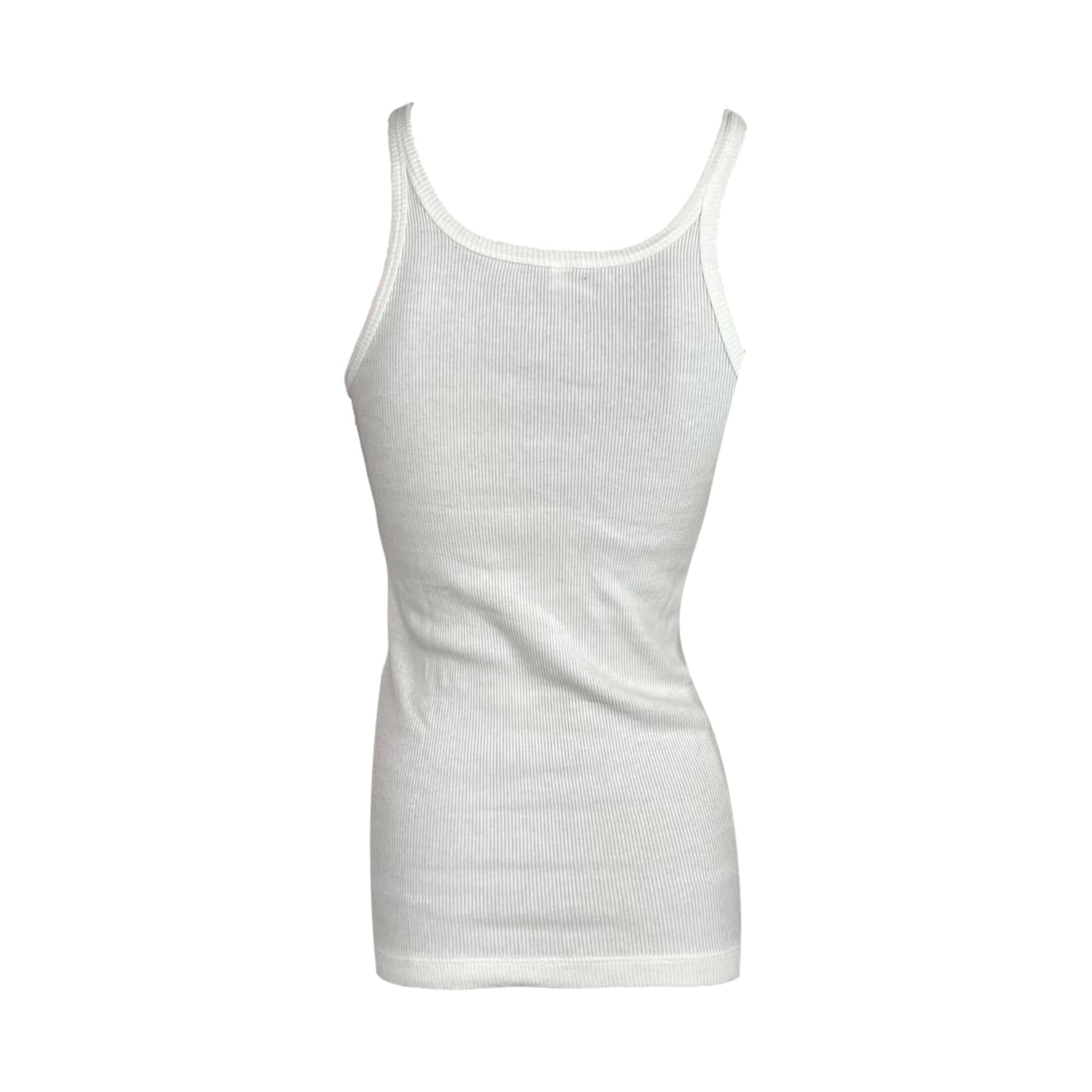 Dolce & Gabbana White Ribbed Logo Tank