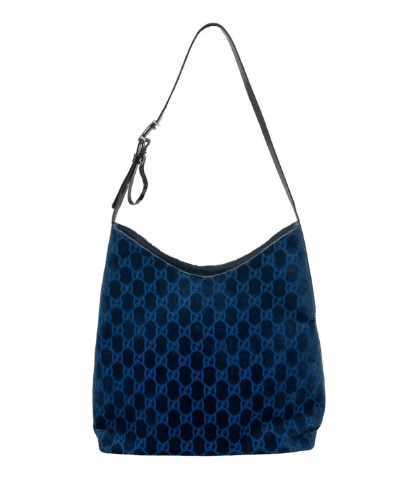 Gucci Blue Velvet Logo Shoulder Bag