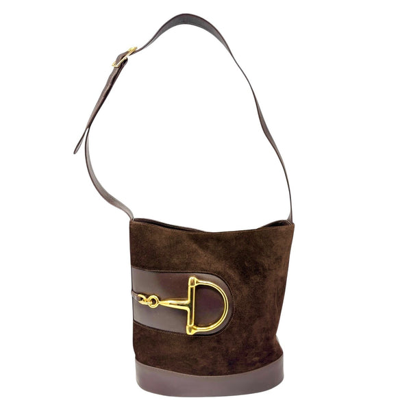 Gucci Brown Suede Horsebit Shoulder Bag