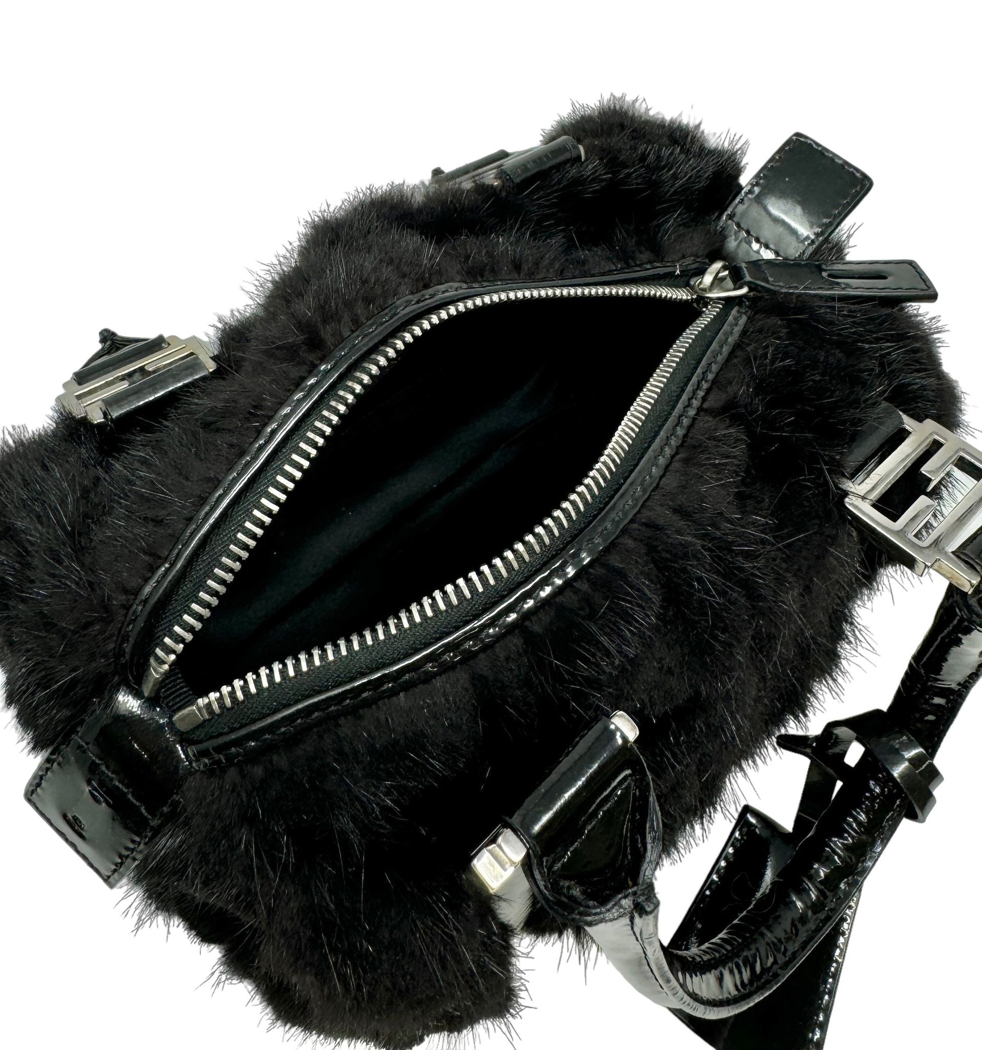 Fendi Black Logo Fur Top Handle