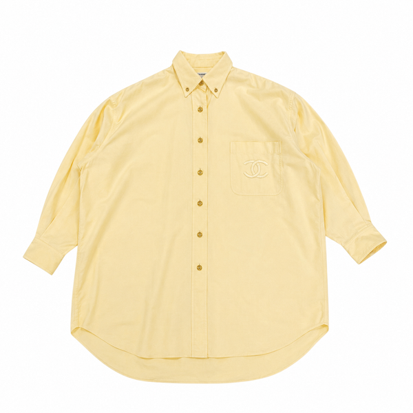 Chanel Yellow Oversized Logo Button Down